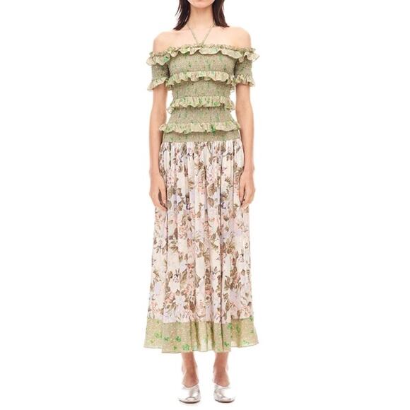 Rebecca Taylor Tops - Rebecca Taylor Off-The-Shoulder Mixed Print Dress